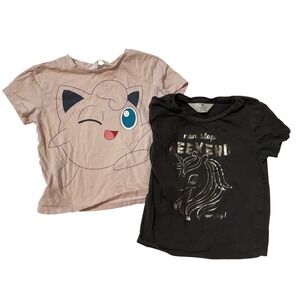 HM Kids Girls T-Shirt Lot 2 Pokemon Size 4-6Y